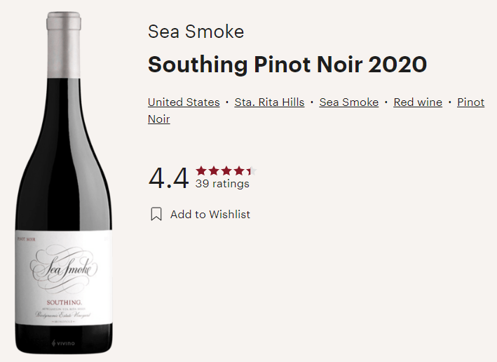 Sea Smoke 2020 Pinot Noir Southing