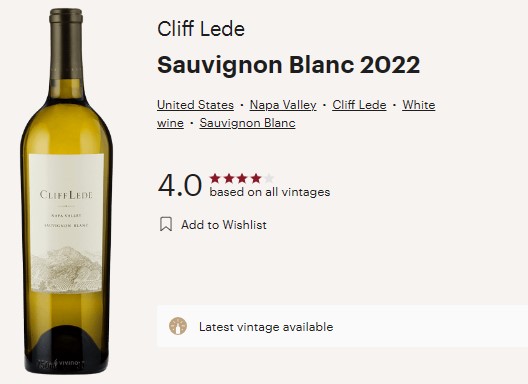 » Cliff Lede 2022 Sauvignon Blanc