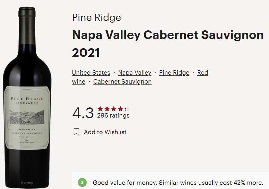 » Pine Ridge 2021 Cabernet Sauvignon